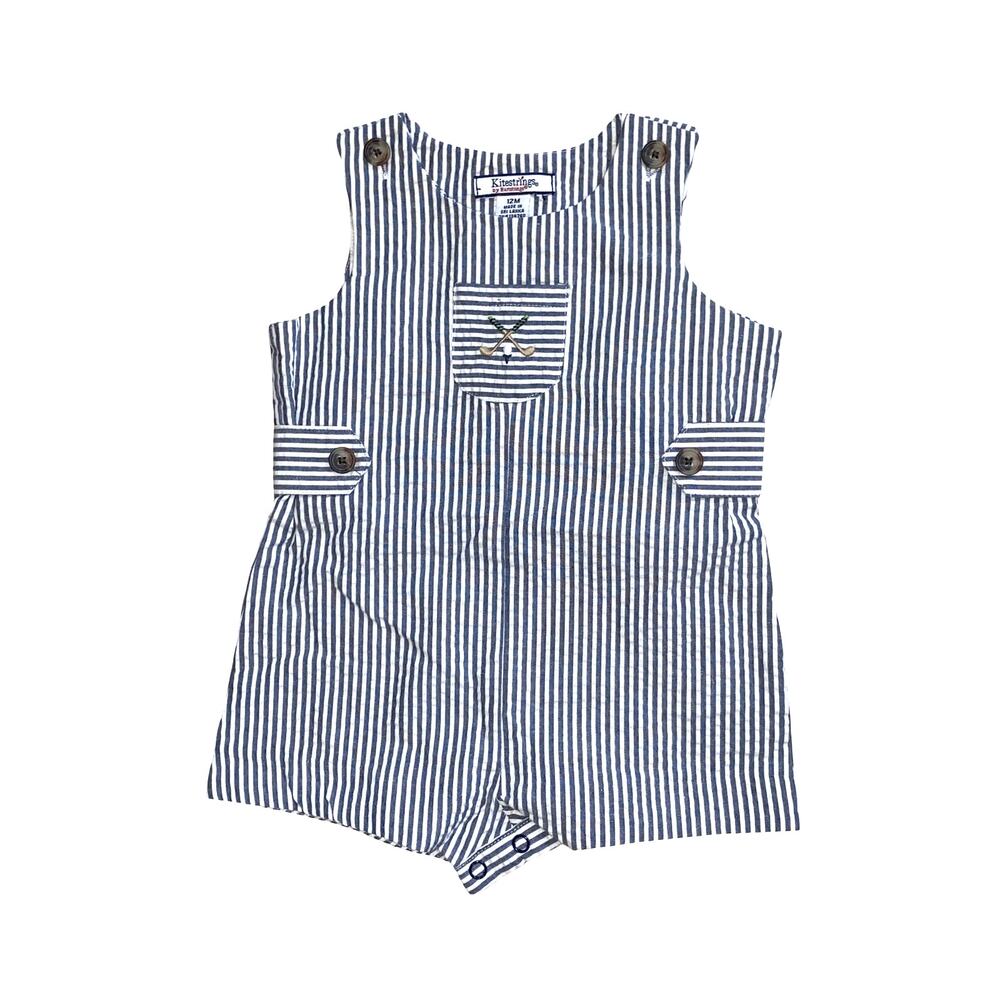 Kitestrings by Hartstrings Baby Boys Seersucker Romper Golf Striped Overalls 12M
